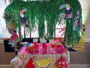Luau activity decorations at Edgefield Post Acute