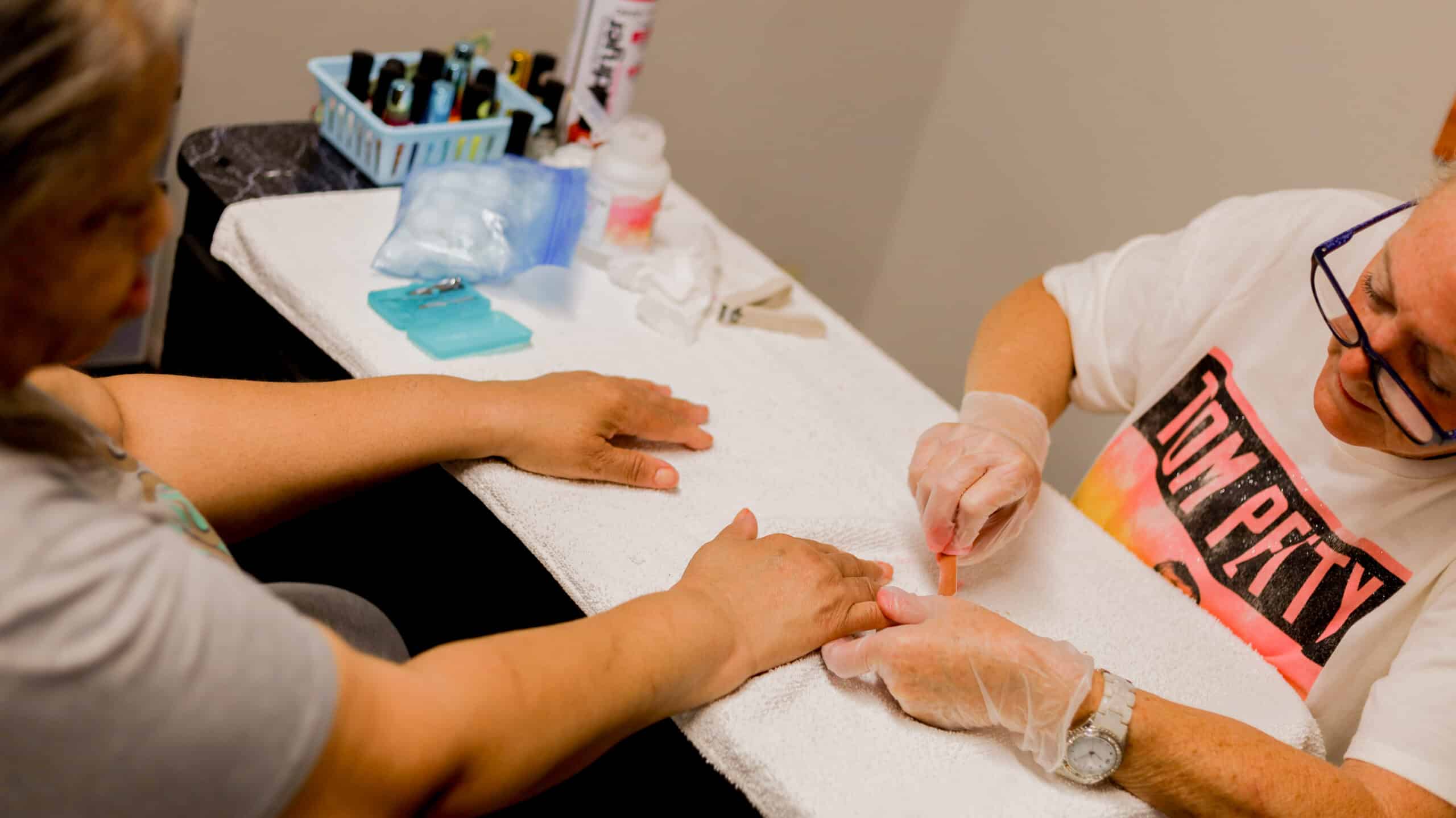 Nurse taking care of a resident